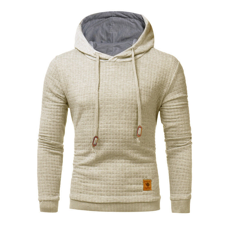 fo Square Pattern Quilted Classic Men's Casual Hoodies Men
