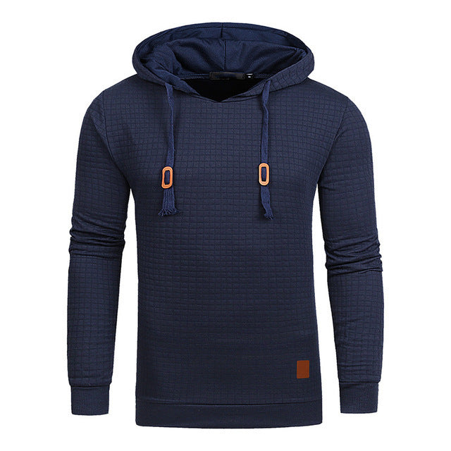 fo Square Pattern Quilted Classic Men's Casual Hoodies Men
