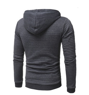 fo Square Pattern Quilted Classic Men's Casual Hoodies Men