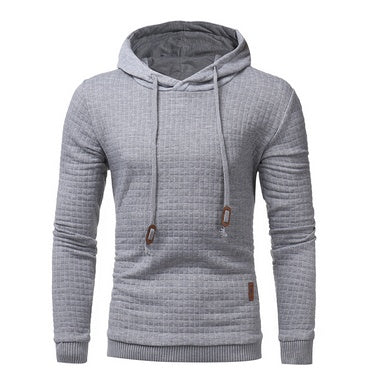 fo Square Pattern Quilted Classic Men's Casual Hoodies Men